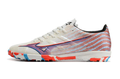 Men's Mizuno Alpha Made in Japan TF Artificial Turf Low-Tops Football Shoes - Beige/Blue/Red