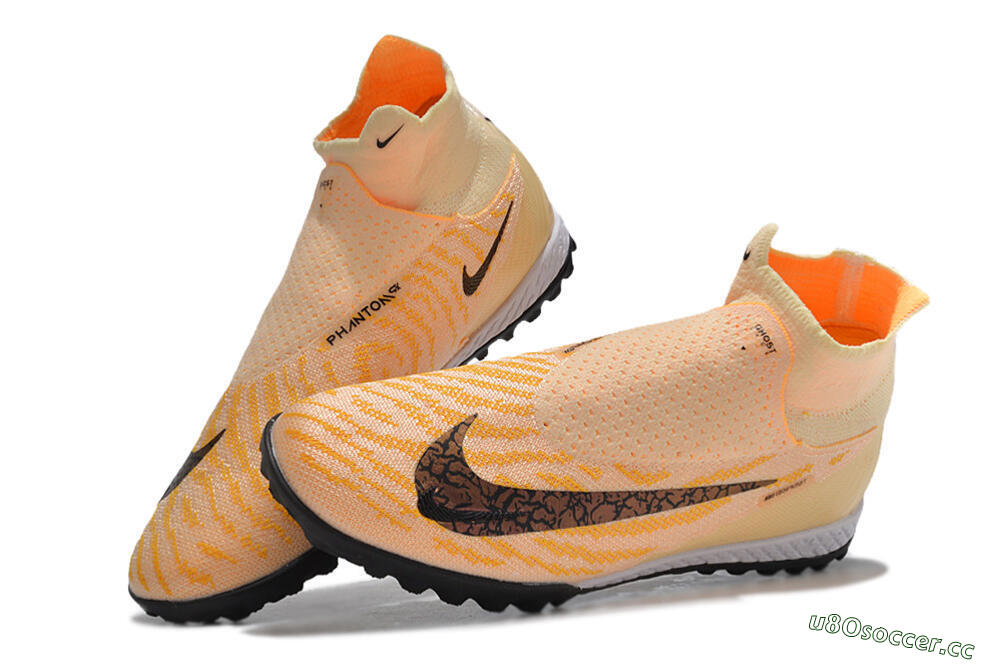 Men's Nike Phantom GX Elite DF Link TF Artificial Turf High-Tops Football Shoes - Yellow/Black/Pink 5
