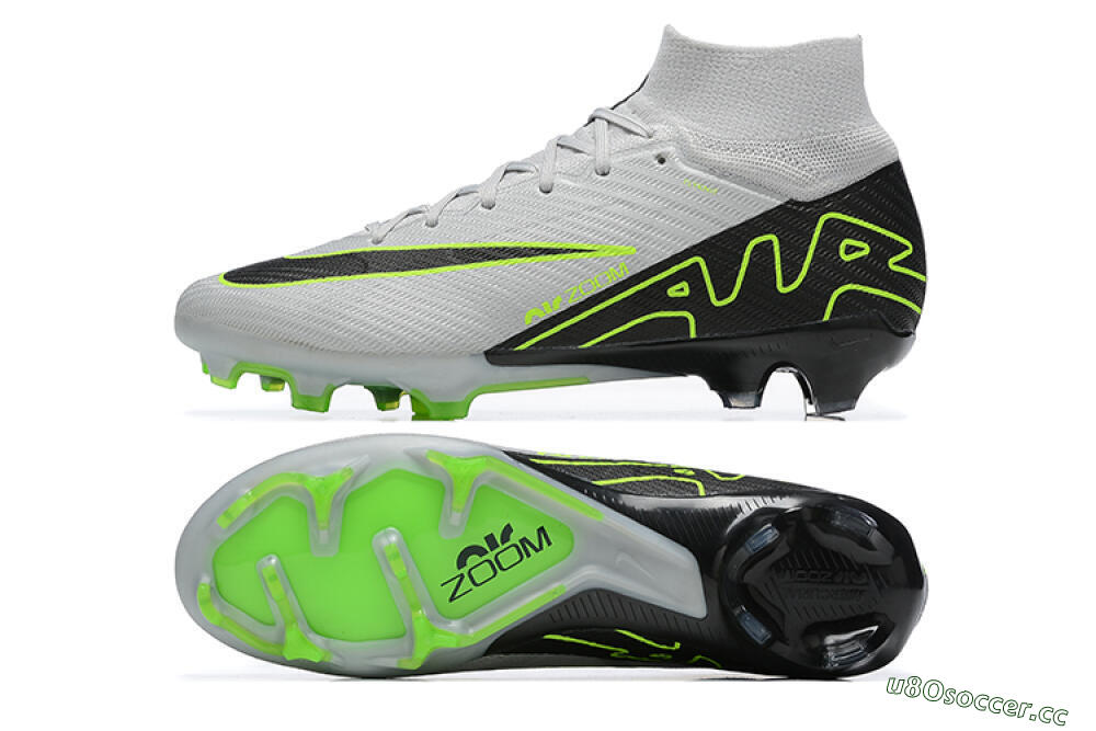 Men's Nike Air Zoom Mercurial Superfly 9 Elite FG Firm Ground High-Tops Football Boots - White/Black/Green 1