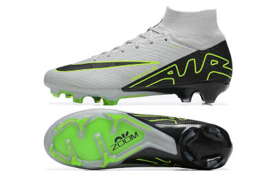 Men's Nike Air Zoom Mercurial Superfly 9 Elite FG Firm Ground High-Tops Football Boots - White/Black/Green