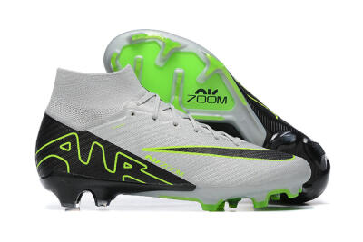 Men's Nike Air Zoom Mercurial Superfly 9 Elite FG Firm Ground High-Tops Football Boots - White/Black/Green
