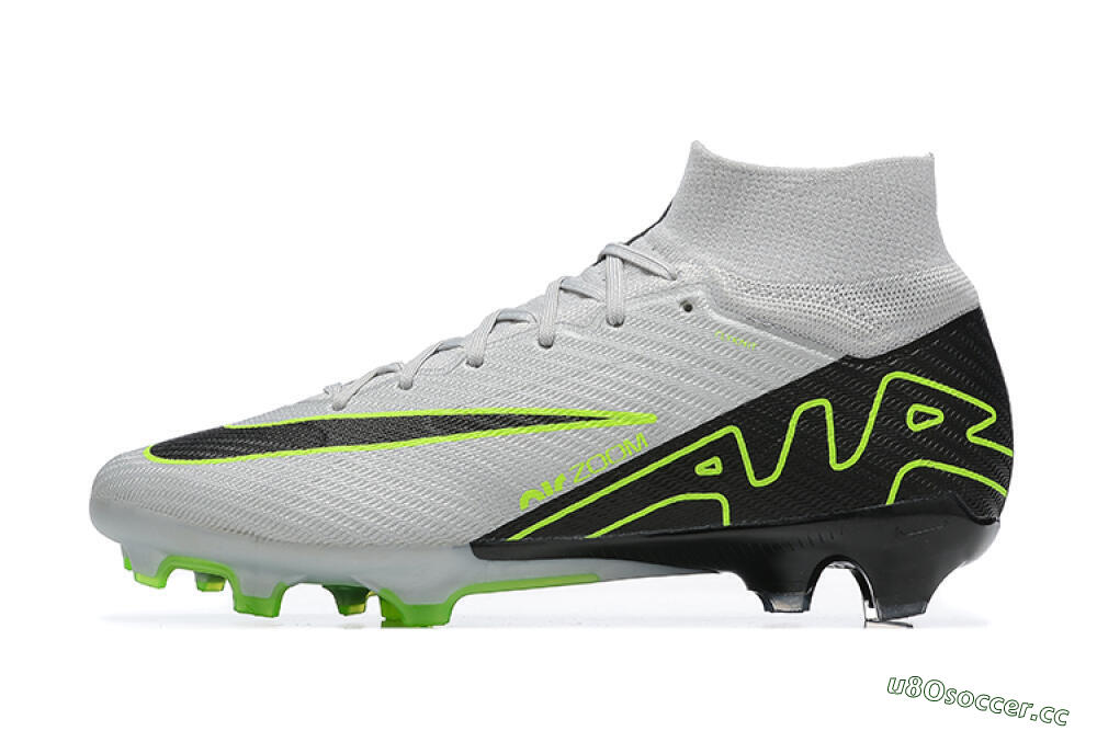 Men's Nike Air Zoom Mercurial Superfly 9 Elite FG Firm Ground High-Tops Football Boots - White/Black/Green 0