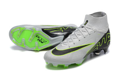 Men's Nike Air Zoom Mercurial Superfly 9 Elite FG Firm Ground High-Tops Football Boots - White/Black/Green