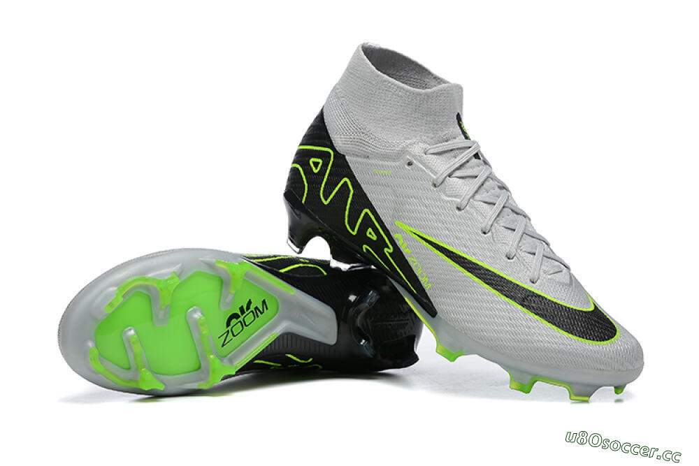 Men's Nike Air Zoom Mercurial Superfly 9 Elite FG Firm Ground High-Tops Football Boots - White/Black/Green 4