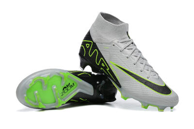 Men's Nike Air Zoom Mercurial Superfly 9 Elite FG Firm Ground High-Tops Football Boots - White/Black/Green