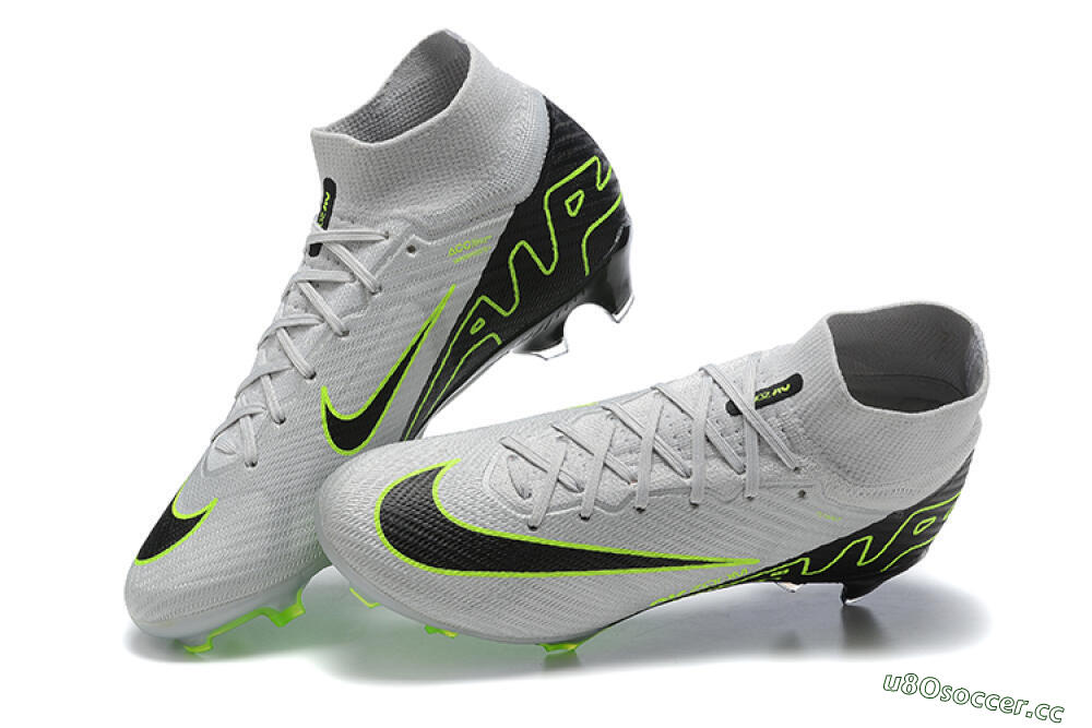 Men's Nike Air Zoom Mercurial Superfly 9 Elite FG Firm Ground High-Tops Football Boots - White/Black/Green 5