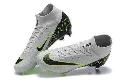 Men's Nike Air Zoom Mercurial Superfly 9 Elite FG Firm Ground High-Tops Football Boots - White/Black/Green