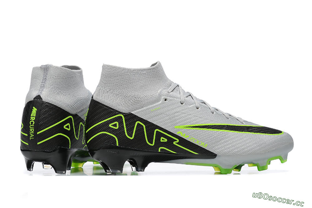 Men's Nike Air Zoom Mercurial Superfly 9 Elite FG Firm Ground High-Tops Football Boots - White/Black/Green 6