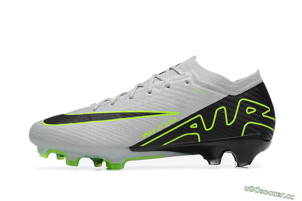 Men's Nike Air Zoom Mercurial Vapor 15 Elite FG Firm Ground Low-Tops Football Boots - White/Black/Green 0