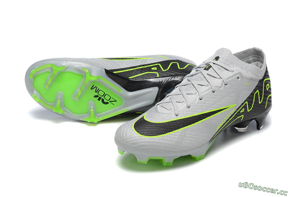 Men's Nike Air Zoom Mercurial Vapor 15 Elite FG Firm Ground Low-Tops Football Boots - White/Black/Green 3