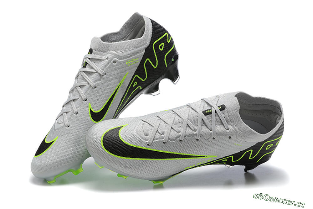 Men's Nike Air Zoom Mercurial Vapor 15 Elite FG Firm Ground Low-Tops Football Boots - White/Black/Green 5