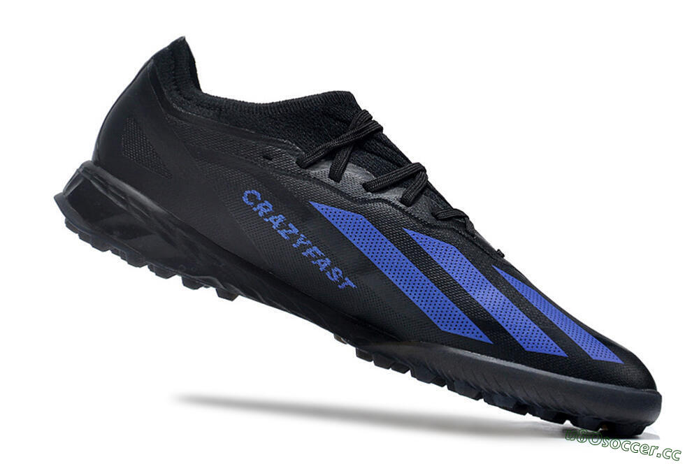 Men's Adidas X Crazyfast.1 TF Artificial Turf Low-Tops Football Shoes - Black/Blue 4