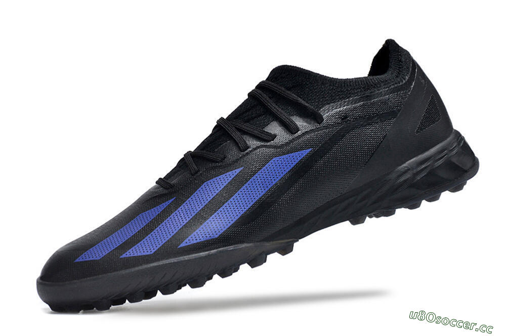 Men's Adidas X Crazyfast.1 TF Artificial Turf Low-Tops Football Shoes - Black/Blue 5