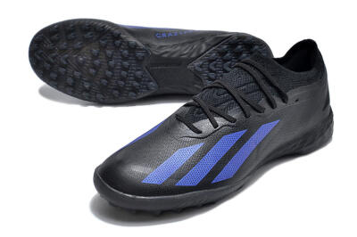 Men's Adidas X Crazyfast.1 TF Artificial Turf Low-Tops Football Shoes - Black/Blue