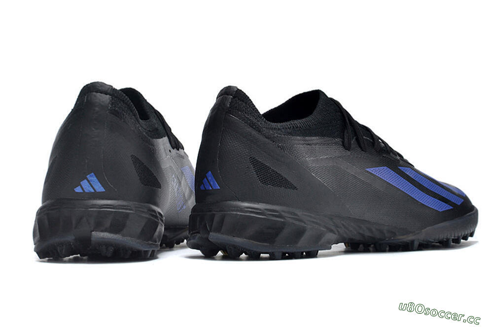 Men's Adidas X Crazyfast.1 TF Artificial Turf Low-Tops Football Shoes - Black/Blue 6