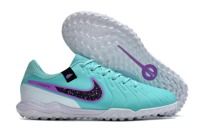Men's Nike Tiempo Legend 10 Academy TF Artificial Turf Low-Tops Football Shoes - Blue/Purple/White
