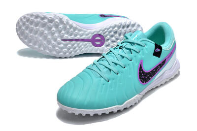 Men's Nike Tiempo Legend 10 Academy TF Artificial Turf Low-Tops Football Shoes - Blue/Purple/White