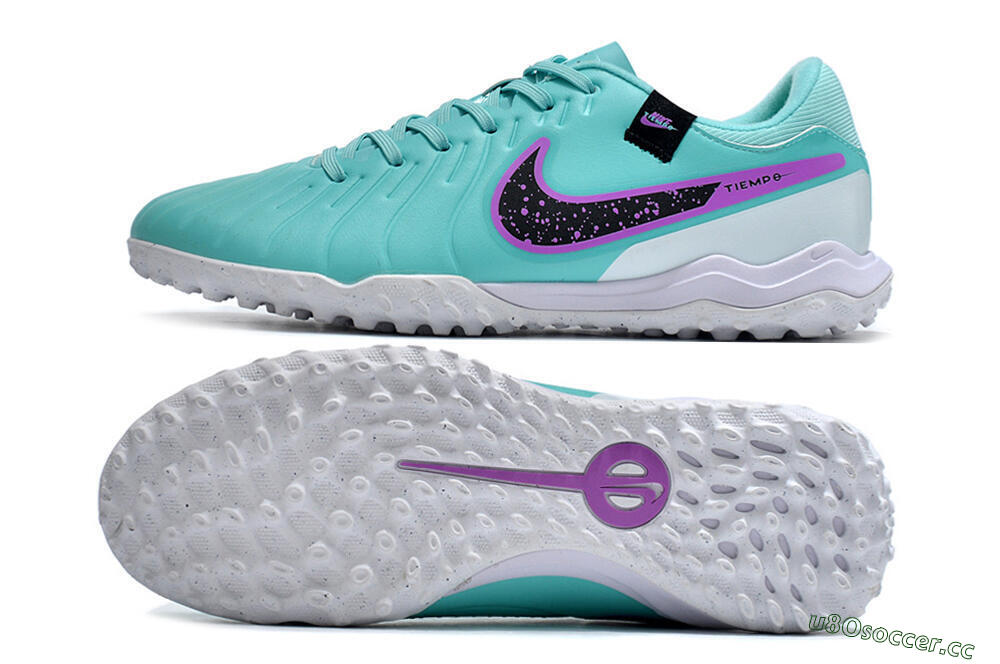 Men's Nike Tiempo Legend 10 Academy TF Artificial Turf Low-Tops Football Shoes - Blue/Purple/White 1
