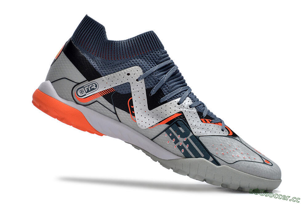 Men's Puma Future X Powercat Tokyo Match TF Artificial Turf Low-Tops Football Shoes - Grey/Silver/Orange 5
