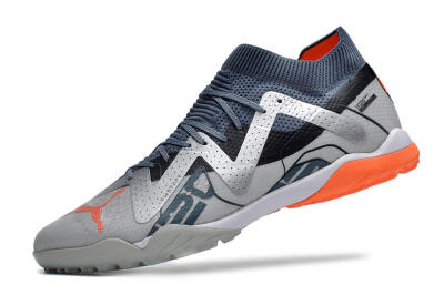 Men's Puma Future X Powercat Tokyo Match TF Artificial Turf Low-Tops Football Shoes - Grey/Silver/Orange