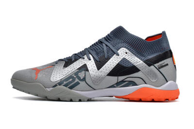 Men's Puma Future X Powercat Tokyo Match TF Artificial Turf Low-Tops Football Shoes - Grey/Silver/Orange