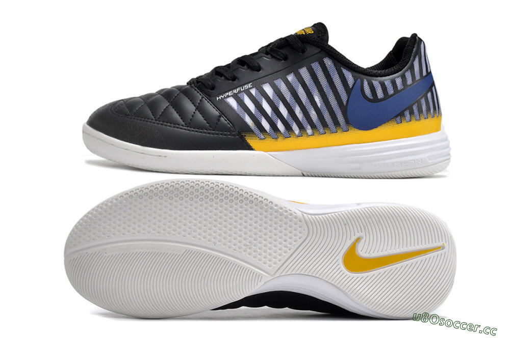 Men's Nike Lunar Gato 2 IC Indoor & Futsal Low-Tops Football Shoes - Black/White/Yellow 1