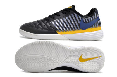 Men's Nike Lunar Gato 2 IC Indoor & Futsal Low-Tops Football Shoes - Black/White/Yellow