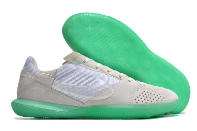 Men's Nike StreetGato IC Indoor & Futsal Low-Tops Football Shoes - Grey/White/Green