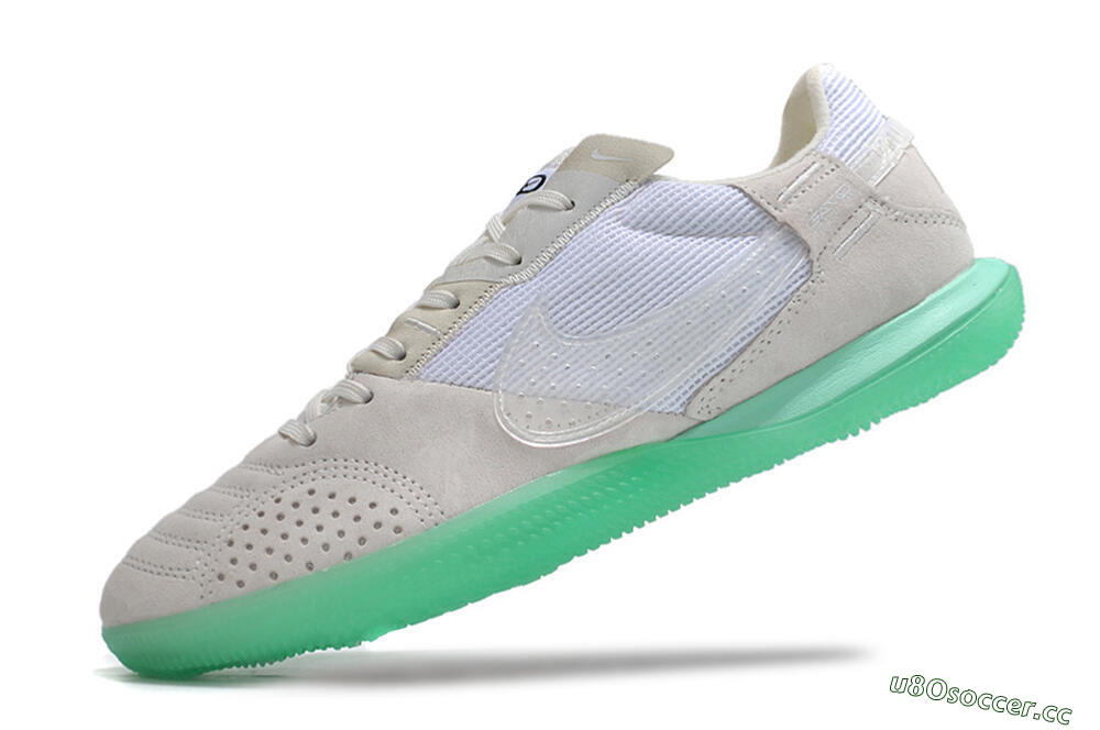Men's Nike StreetGato IC Indoor & Futsal Low-Tops Football Shoes - Grey/White/Green 4
