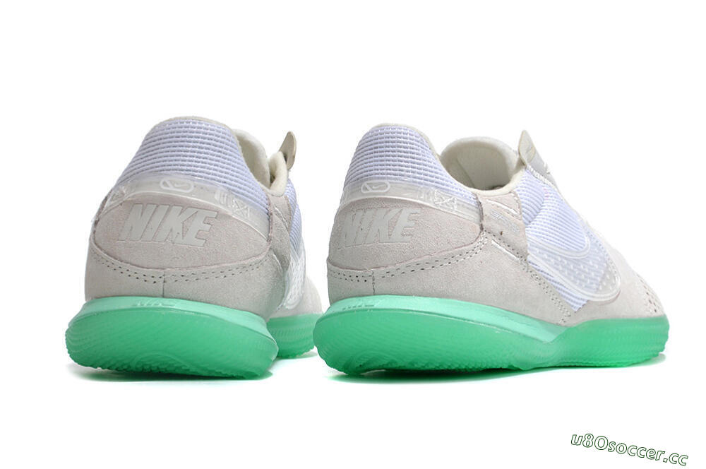 Men's Nike StreetGato IC Indoor & Futsal Low-Tops Football Shoes - Grey/White/Green 5
