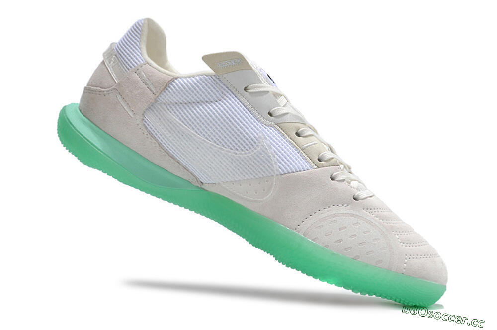 Men's Nike StreetGato IC Indoor & Futsal Low-Tops Football Shoes - Grey/White/Green 6