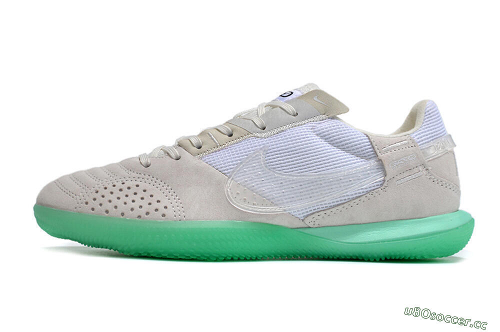 Men's Nike StreetGato IC Indoor & Futsal Low-Tops Football Shoes - Grey/White/Green 0