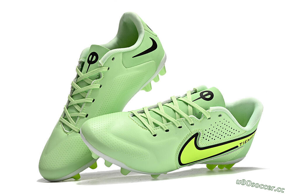 Men's Nike Tiempo Legend 9 Academy AG Artificial Grass Low-Tops Football Boots - Green/Black/Yellow 5