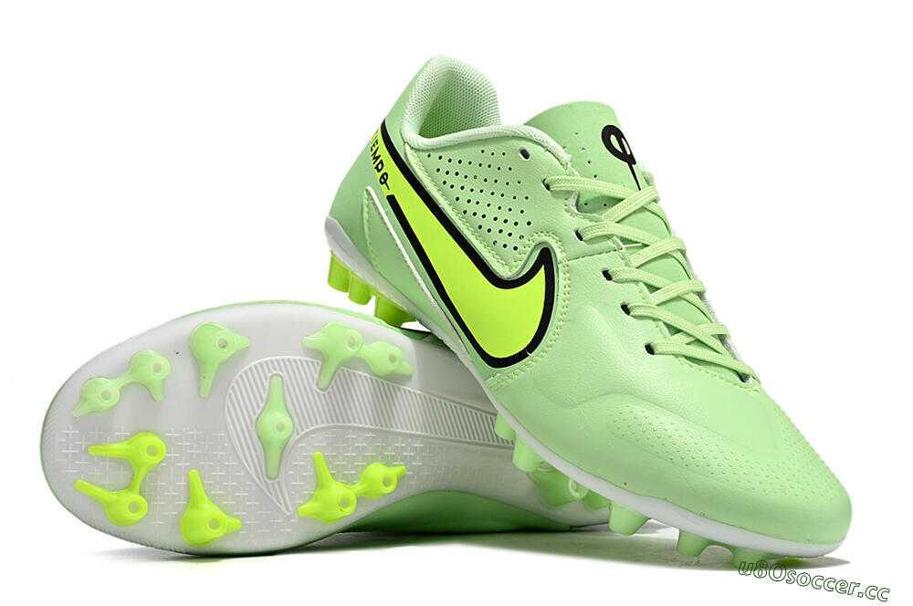 Men's Nike Tiempo Legend 9 Academy AG Artificial Grass Low-Tops Football Boots - Green/Black/Yellow 4
