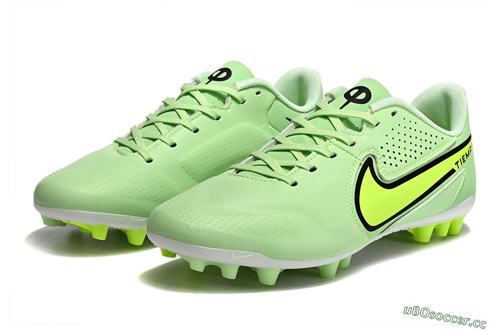 Men's Nike Tiempo Legend 9 Academy AG Artificial Grass Low-Tops Football Boots - Green/Black/Yellow 9