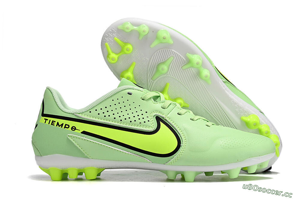 Men's Nike Tiempo Legend 9 Academy AG Artificial Grass Low-Tops Football Boots - Green/Black/Yellow 2