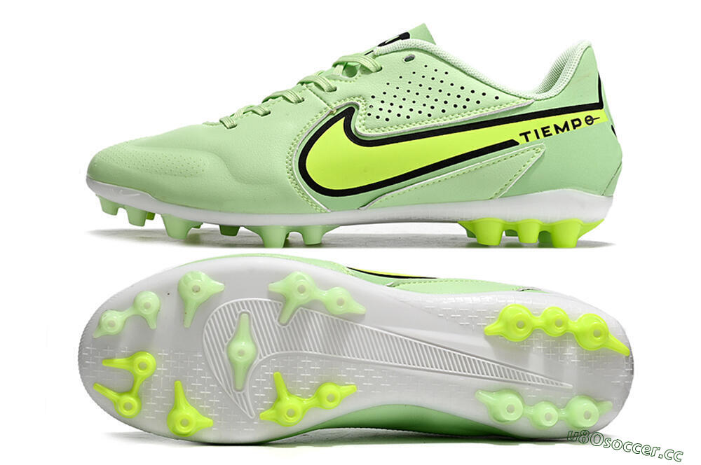 Men's Nike Tiempo Legend 9 Academy AG Artificial Grass Low-Tops Football Boots - Green/Black/Yellow 1