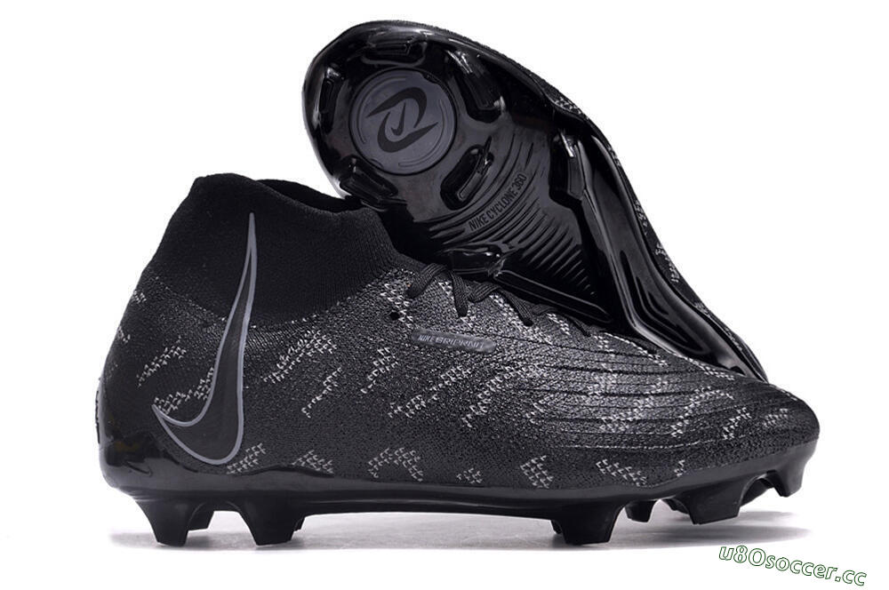 Unisex Nike Phantom Luna Elite FG Firm Ground High-Tops Football Boots - Black/Grey 2