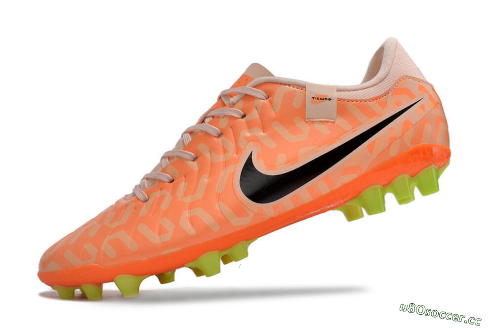 Men's Nike Tiempo Legend 10 Academy AG Artificial Grass Low-Tops Football Boots - Orange/Pink/Black 5