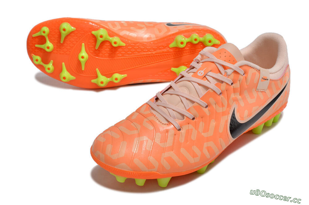 Men's Nike Tiempo Legend 10 Academy AG Artificial Grass Low-Tops Football Boots - Orange/Pink/Black 3