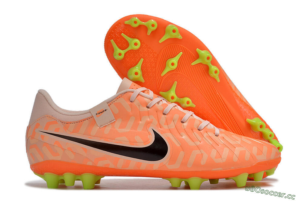 Men's Nike Tiempo Legend 10 Academy AG Artificial Grass Low-Tops Football Boots - Orange/Pink/Black 2