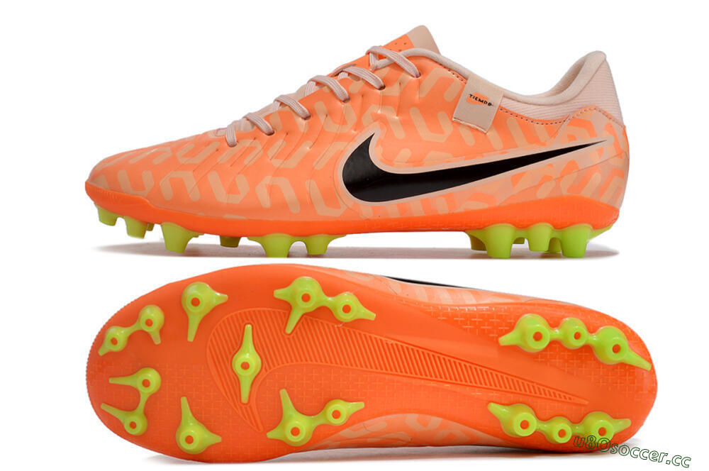 Men's Nike Tiempo Legend 10 Academy AG Artificial Grass Low-Tops Football Boots - Orange/Pink/Black 1