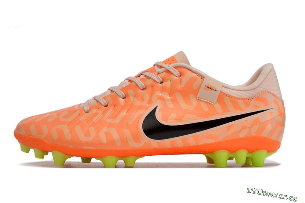 Men's Nike Tiempo Legend 10 Academy AG Artificial Grass Low-Tops Football Boots - Orange/Pink/Black 0