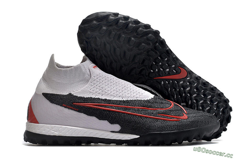 Men's Nike Phantom GX Elite DF Link TF Artificial Turf High-Tops Football Shoes - White/Black/Red 2
