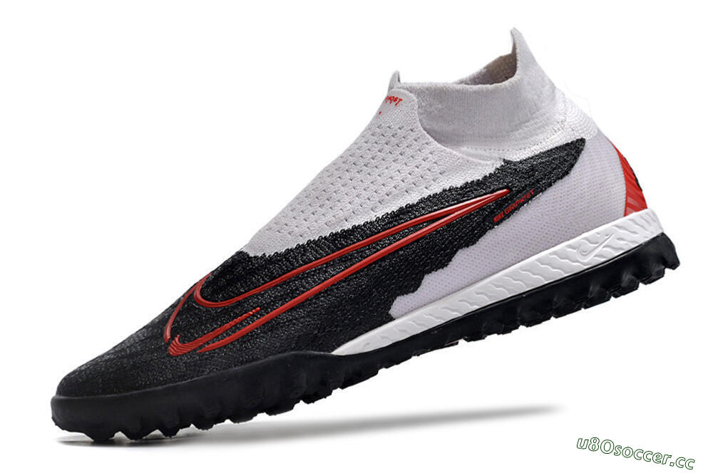 Men's Nike Phantom GX Elite DF Link TF Artificial Turf High-Tops Football Shoes - White/Black/Red 4