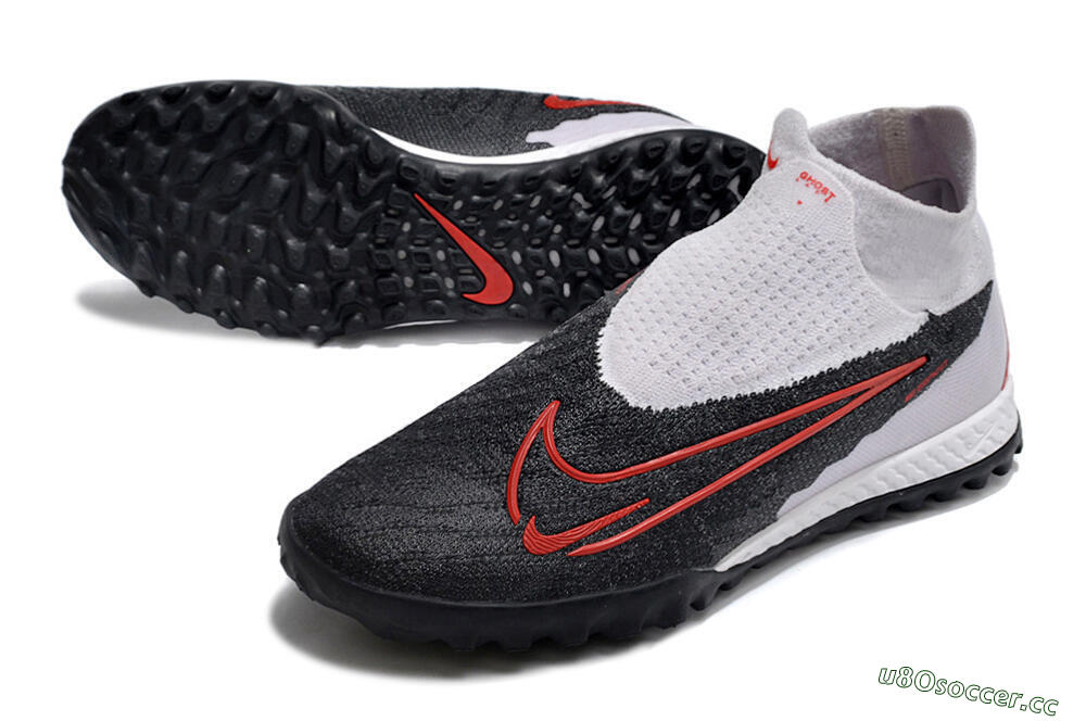 Men's Nike Phantom GX Elite DF Link TF Artificial Turf High-Tops Football Shoes - White/Black/Red 3