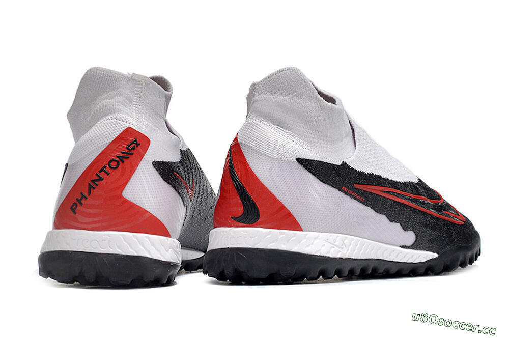 Men's Nike Phantom GX Elite DF Link TF Artificial Turf High-Tops Football Shoes - White/Black/Red 5