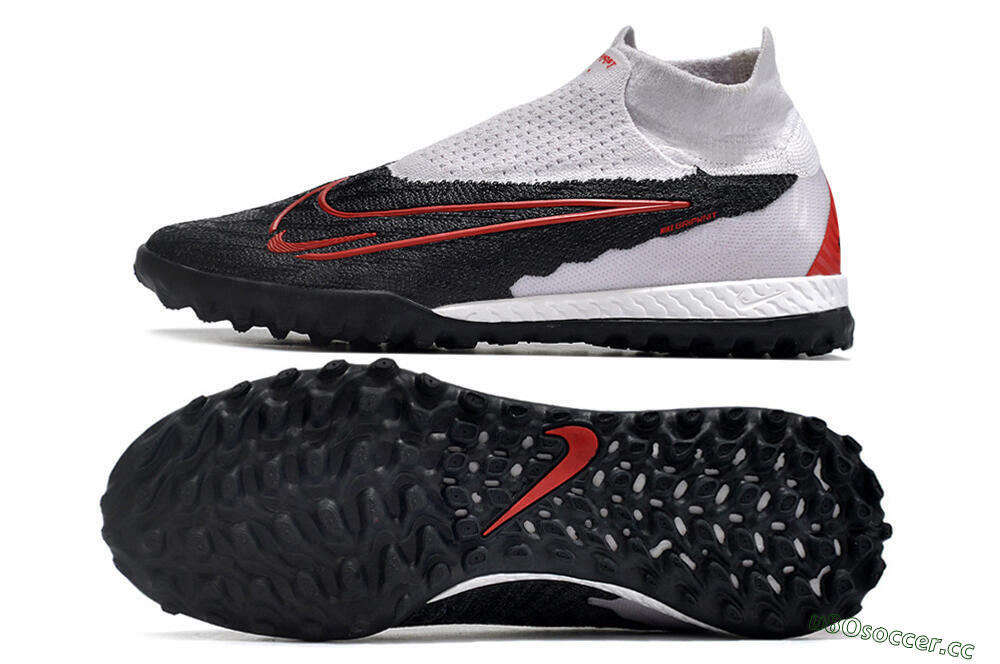 Men's Nike Phantom GX Elite DF Link TF Artificial Turf High-Tops Football Shoes - White/Black/Red 1