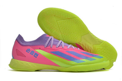 Men's Adidas X Crazyfast.1 IC Indoor & Futsal Low-Tops Football Shoes - Pink/Purple/Blue/Green