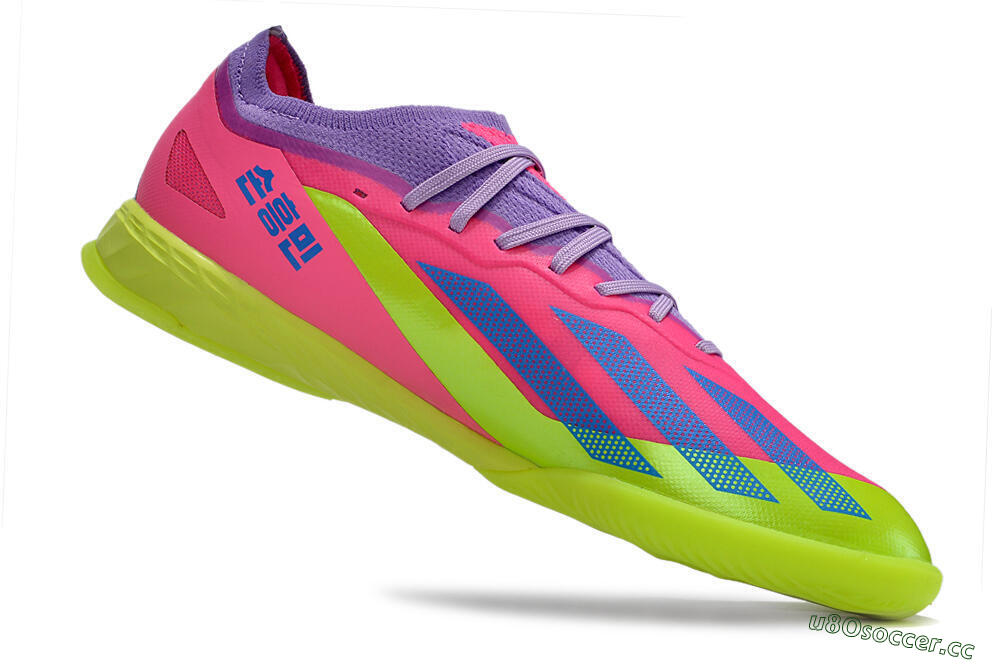 Men's Adidas X Crazyfast.1 IC Indoor & Futsal Low-Tops Football Shoes - Pink/Purple/Blue/Green 4